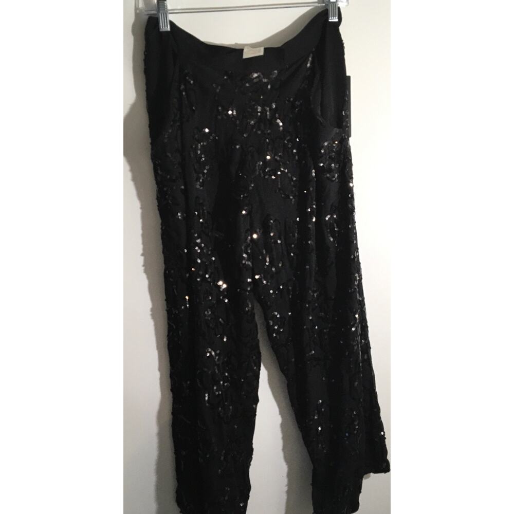Robert Rodriguez Black Silk Sequin Embellished Dress Genie Cropped Pants Size 6